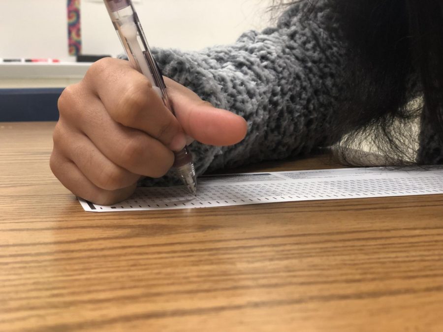 Students spend hours preparing for the AP and SAT testing. Photo credit: Ava Weinreb