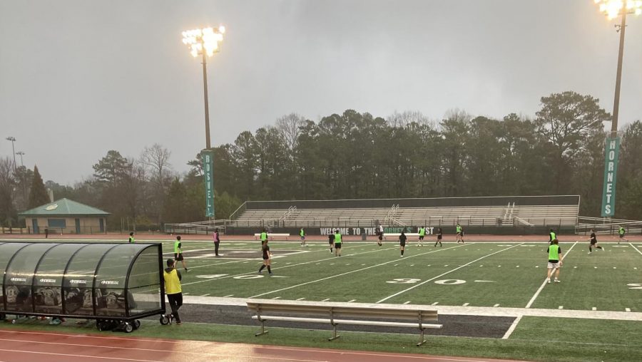 The girls and boys varsity soccer teams scrimmage each other to prepare for their seasons. Photo Credit: Ashley Meyer