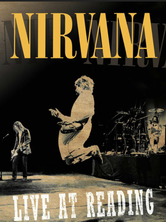 In Nirvanas album cover Live at Reading, lead singer and guitarist Kurt Cobain is jumping in the air as he performs at the Reading Festival in England. This concert was one of the biggest in rocknroll history. 
credit: Geffen Records