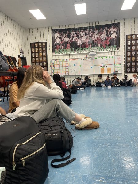 Sophomore Anna Frommer watching the SEL video. (Credit: Annabelle Thompson)