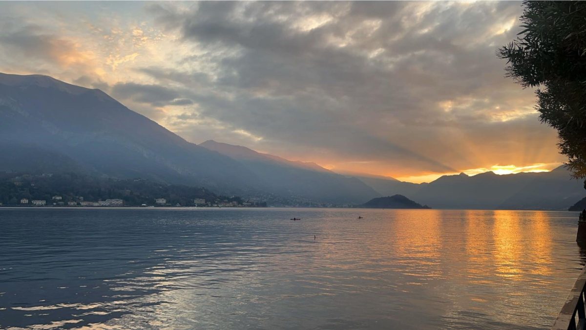 The vibrant sunset over the infamous Lake Como, a favorite spot for movie producers and tourists alike. (Credit: Laurel Davis)
