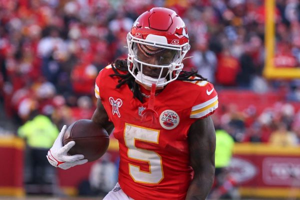 Marquise Borwn after catching a pass aginst the Steelers on the team's Christmas day contest in Arrowhead Stadium in Kansas City, MO. (Getty Images)