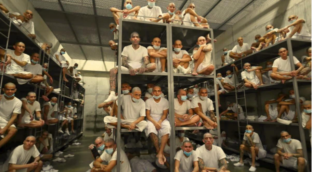 Prisoners in Centro de Confinamiento del Terrorismo (CECOT) prison in El Salvador. 
